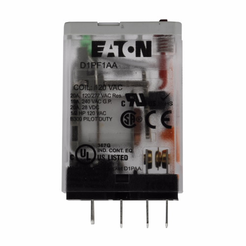 20A 120VAC RELAY COMPACT ICE CUBE 1-POLE FULL FEATURE EATON